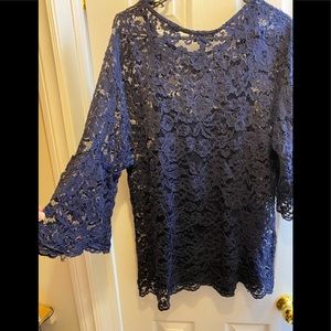 Lace blouse with flutter sleeve